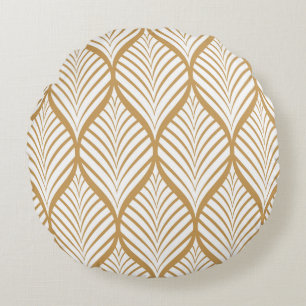 Coussins Ronds Illustration géométrique Feuille Vintage sans soud