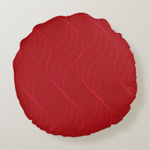 Coussins Ronds Illustration onduleuse fraîche moderne rouge,