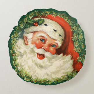 Coussins Ronds Image vintage magnifique du père noël