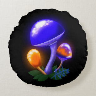 Coussins Ronds Imaginaire Blancs Dapperling Orange & Champignons