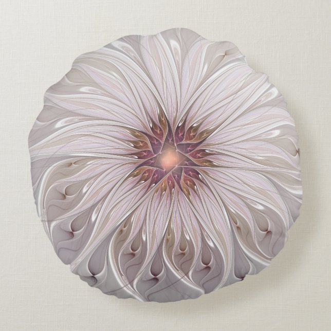 Coussins Ronds Imaginaire Floral, Abstraite Fleur Pastel Moderne (Dos)
