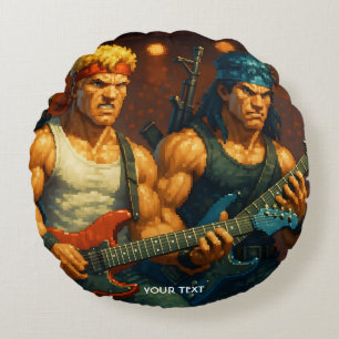 Coussins Ronds Imaginaire mignon Pixelizé Rock Band