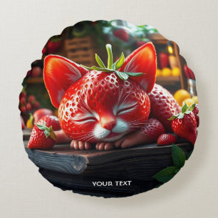 Coussins Ronds Imaginaire mignonne fraise Lovely Kitten