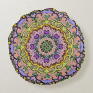 Coussins Ronds Impression Bohème Multi Pastel
