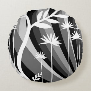 Coussins Ronds Impression de plante monochrome 