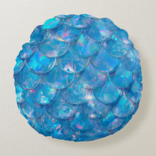 Coussins Ronds Impression de sirène bleue brillante