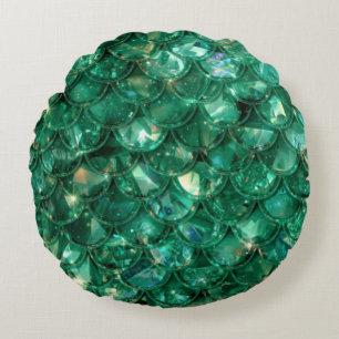 Coussins Ronds Impression de sirène verte brillante