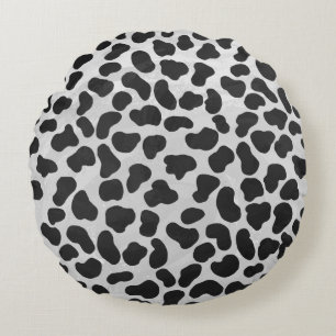 Coussins Ronds Impression noire et blanche dalmate