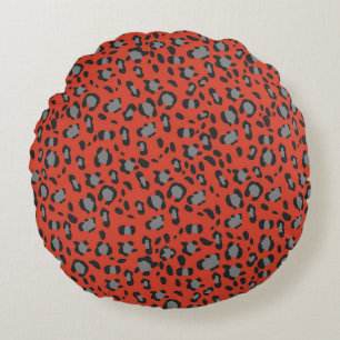 Coussins Ronds Imprimé animalier léopard rouge gras Glam 1