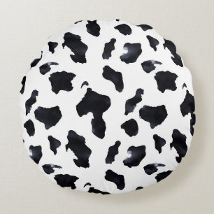 Coussins Ronds Imprimé vache noir blanc Cowgirl