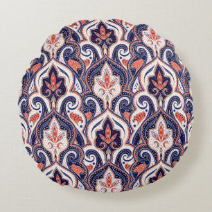 Coussins Ronds Indian Paisley : Médaillon Floral Sans Seamless.
