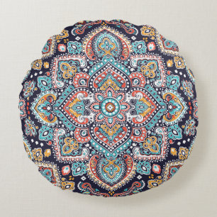 Coussins Ronds Indian Paisley : Motif ethnique mandala