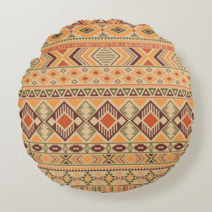Coussins Ronds Indien péruvien : Tribal Geometry Seamless