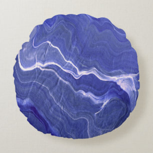 Coussins Ronds Indigo Violet Agate Marbre Abstraction
