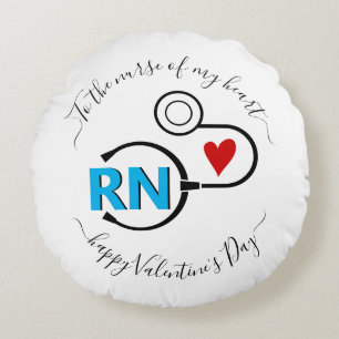 Coussins Ronds Infirmière Valentines Jour stéthoscope bleu RN