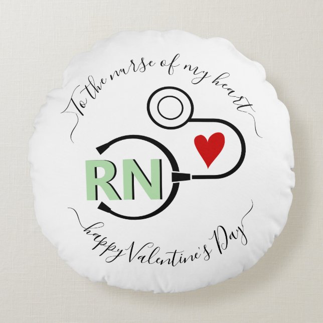 Coussins Ronds Infirmière Valentines Jour stéthoscope menthe vert (Devant)