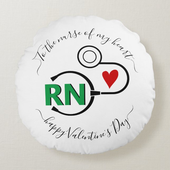 Coussins Ronds Infirmière Valentines Jour stéthoscope vert RN (Devant)