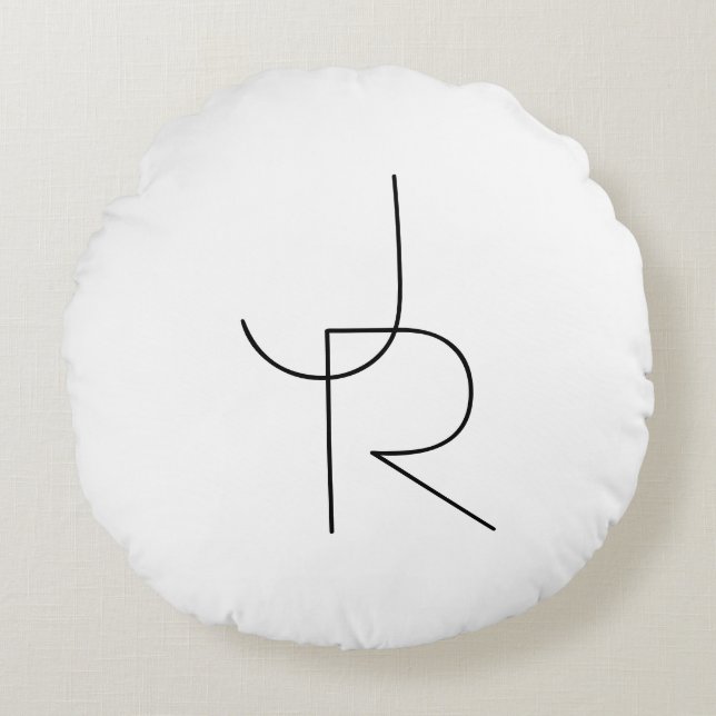Coussins Ronds Initiales de chevauchement modernes 2 | Noir en bl (Devant)