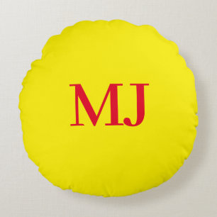 Coussins Ronds Initiales en monogramme jaune simple et tendance