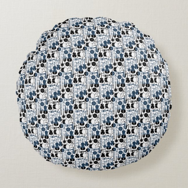 Coussins Ronds Instruments de musique motif design 2 tons (Devant)