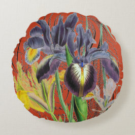 Coussins Ronds Iris Floral Imaginaire Rouge 2.0