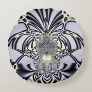 Coussins Ronds Iris Violet Art Fractal de Géométrie Sacrée