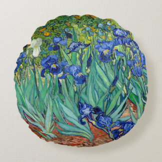 Coussins Ronds Irises Vincent van Gogh Fleurs Peinture Throw