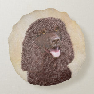 Coussins Ronds Irish Water Spaniel Peinture - Original Dog Art