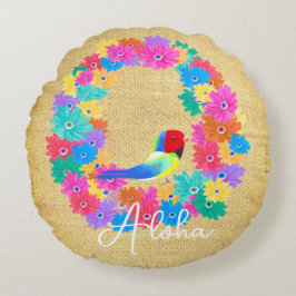 Coussins Ronds Island Rustic Bird 'Aloha' 