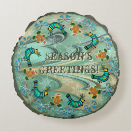 Coussins Ronds Islandais Flow Christmas Folk Art (Personnalisé)