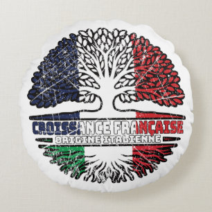 Coussins Ronds Italie Italie France drapeau des racines d'arbre