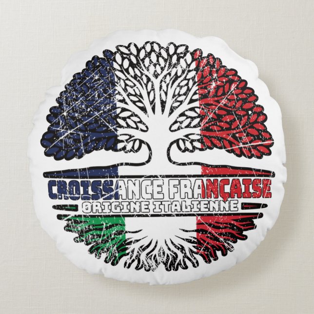 Coussins Ronds Italie Italie France drapeau des racines d'arbre (Devant)