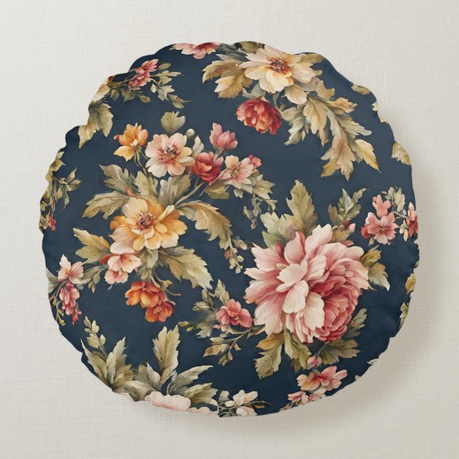 Coussins Ronds Italien Exquis Beau Modèle Floral (Devant)