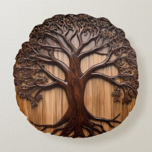 Coussins Ronds Jacaranda Tree Bois de la sculpture,