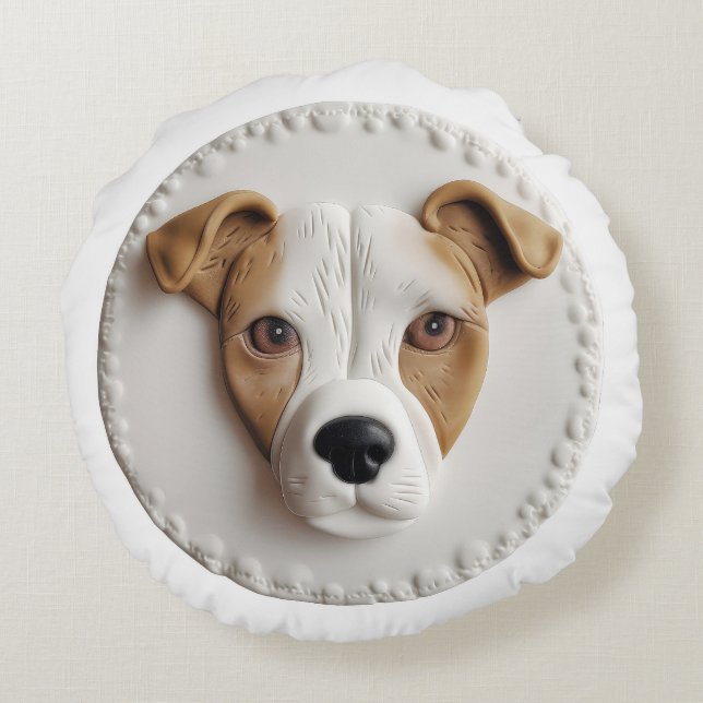 Coussins Ronds Jack Russell Chien 3D inspiré (Dos)