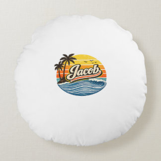Coussins Ronds Jacob Retro Sunset Name Design