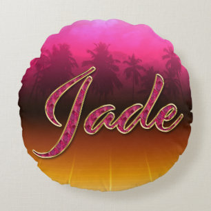 Coussins Ronds Jade prénom Golden pink Oreillers