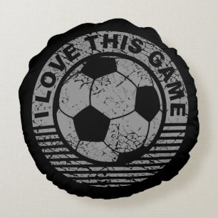 Coussins Ronds J'aime ce jeu - boule du football/football