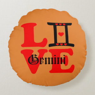 Coussins Ronds ♊ J'Aime Gemini-Best-Zodiac Signe Arrondi