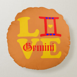 Coussins Ronds ♊  J'Aime Gemini-Best-Zodiac Signe Arrondi