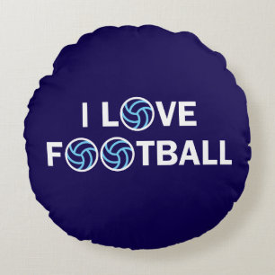 Coussins Ronds J'aime le football stylisé, le texte cool et le de