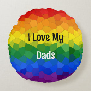 Coussins Ronds J'Aime Mes Dads LGBTQ Rainbow Throw Oreiller