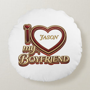 Coussins Ronds J'aime mon petit ami sur mesure