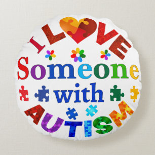 Coussins Ronds J'aime quelqu'un avec AUTISM