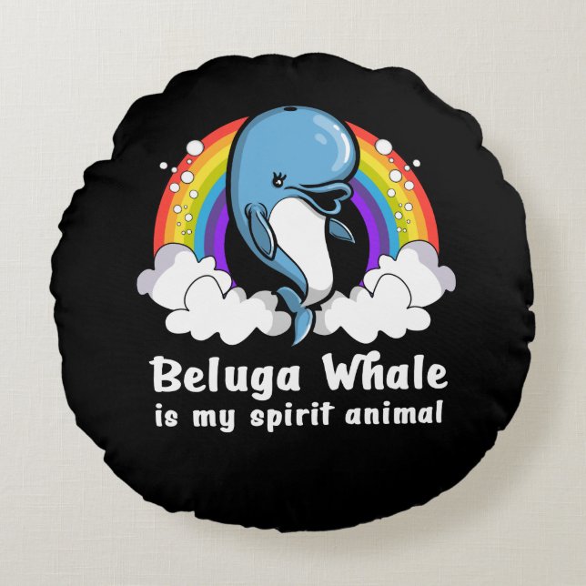 Coussins Ronds J'Aime Vraiment Les Baleines Beluga Les Animaux Oc (Devant)