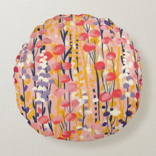 Coussins Ronds Jardin botanique floral de fleurs sauvages moderne