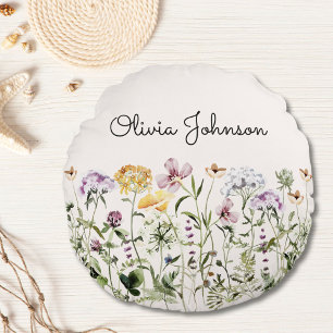 Coussins Ronds Jardin de fleurs sauvages personnalisé