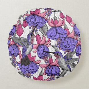 Coussins Ronds Jardin des colibris en rose et rose
