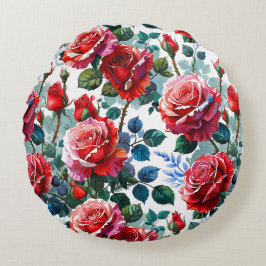 Coussins Ronds Jardin Rose romantique Imprimer