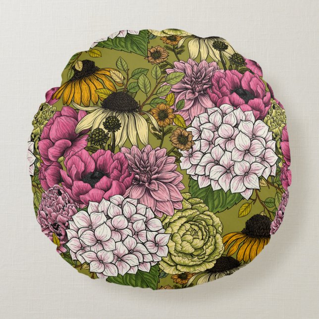 Coussins Ronds Jardins floraux 2 (Devant)